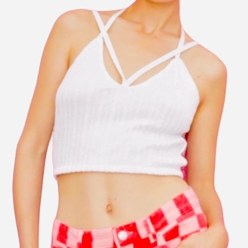 3/$20 ZARA white cable knit halter style strappy crop tank top‎